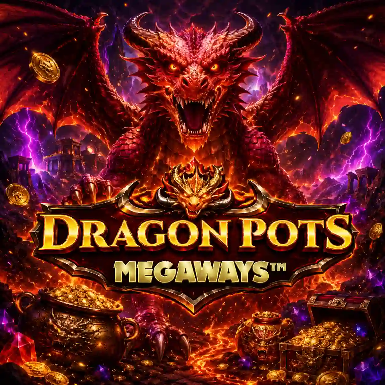 Dragon Pots Megaways slot with red dragon and gold