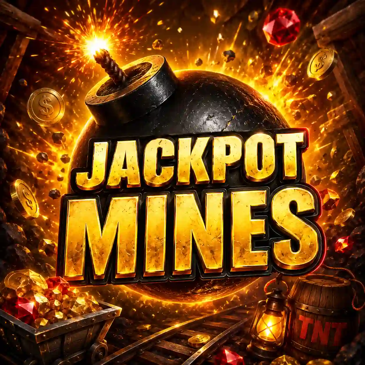 Jackpot Mines game with bomb and gold coins