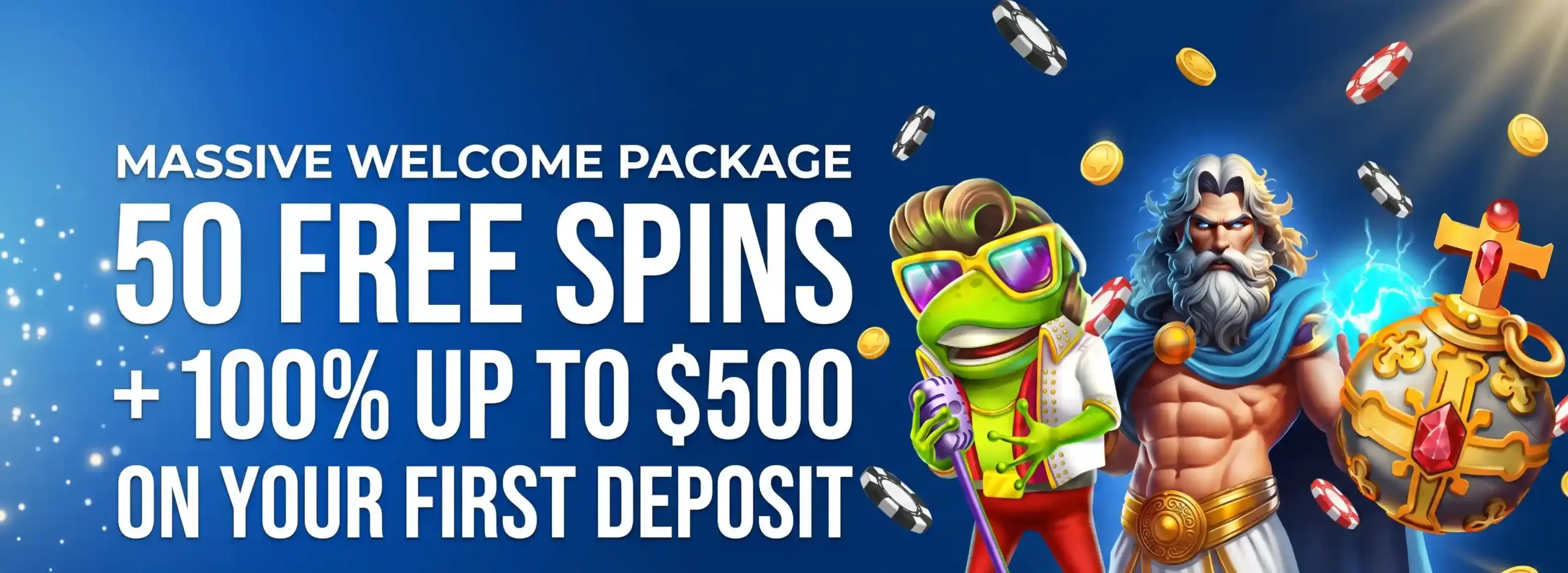 Casino welcome bonus 50 free spins and 100% up to 500 dollars