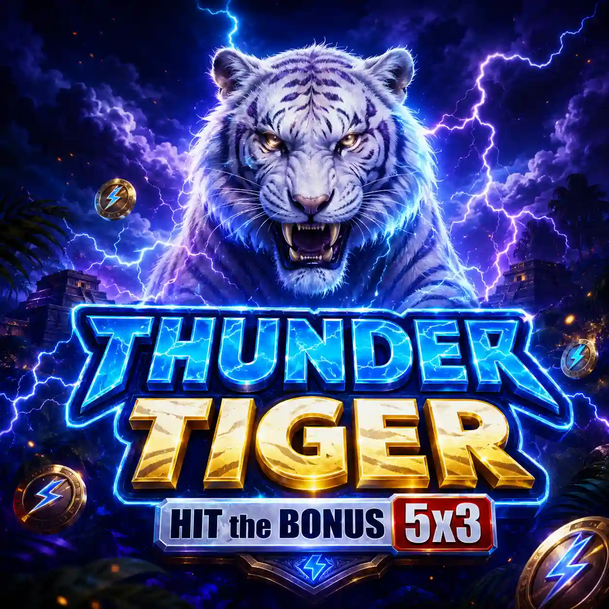 Thunder Tiger slot with white tiger and lightning